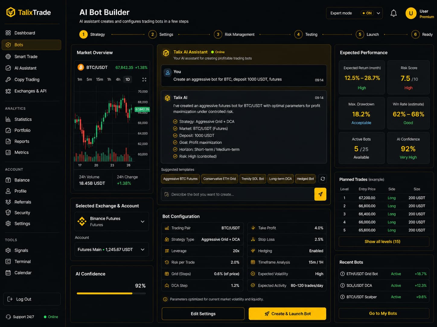 AI Bot Builder interface
